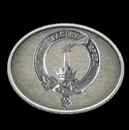 Image 0 of Matheson Clan Badge Oval Antiqued Mens Sterling Silver Belt Buckle