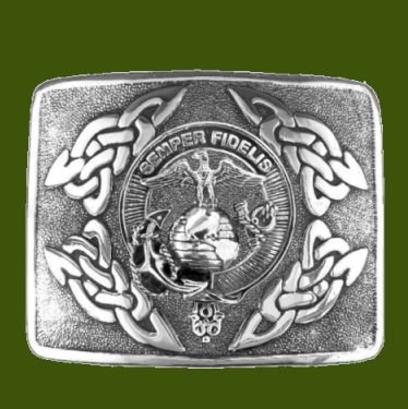 Image 0 of United States Marine Corps Badge Interlace Mens Stylish Pewter Kilt Belt Buckle