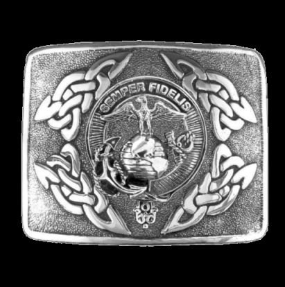Image 0 of United States Marine Corps Badge Interlace Mens Sterling Silver Kilt Belt Buckle