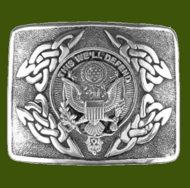 Image 0 of United States Army Badge Interlace Mens Stylish Pewter Kilt Belt Buckle