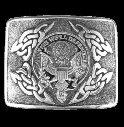 Image 0 of United States Army Badge Interlace Mens Sterling Silver Kilt Belt Buckle