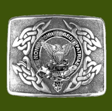 Image 0 of United States Navy Badge Interlace Mens Stylish Pewter Kilt Belt Buckle