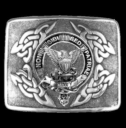 Image 0 of United States Navy Badge Interlace Mens Sterling Silver Kilt Belt Buckle
