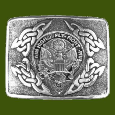 Image 0 of United States Air Force Badge Interlace Mens Stylish Pewter Kilt Belt Buckle