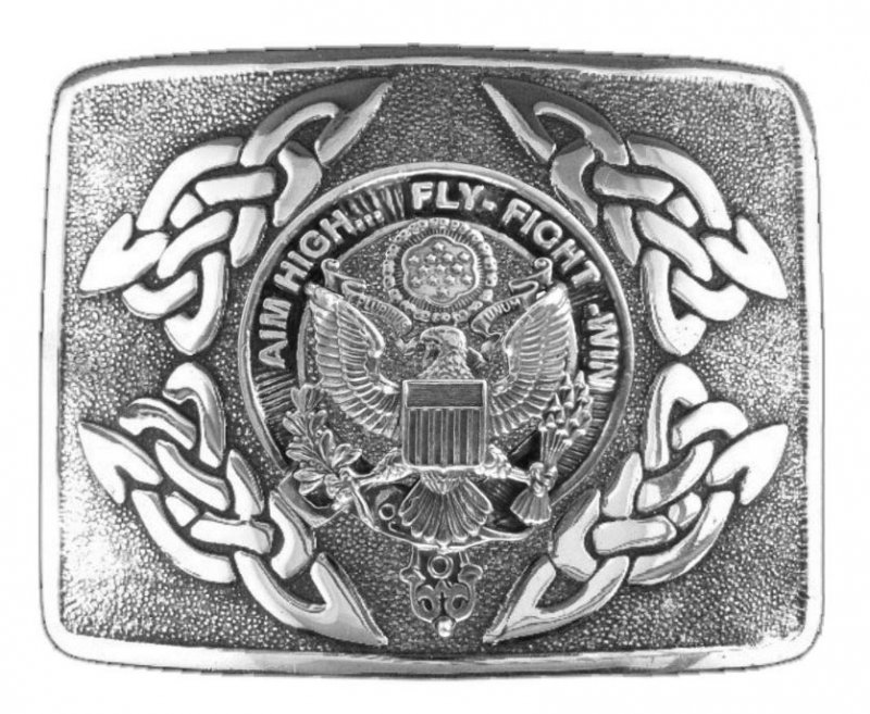 Image 1 of United States Air Force Badge Interlace Mens Stylish Pewter Kilt Belt Buckle