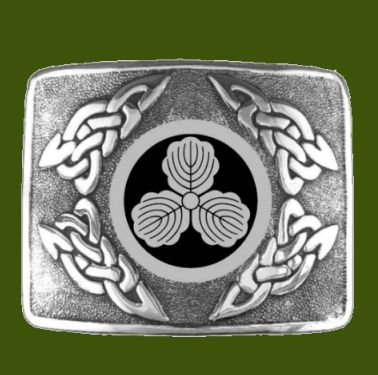 Image 0 of Japanese Mon Badge Interlace Mens Stylish Pewter Kilt Belt Buckle