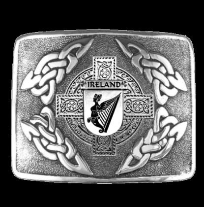 Image 0 of Ireland Badge Interlace Mens Sterling Silver Kilt Belt Buckle