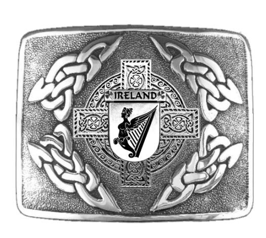 Image 1 of Ireland Badge Interlace Mens Sterling Silver Kilt Belt Buckle