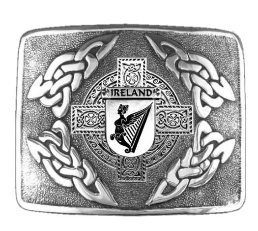 Image 1 of Ireland Badge Interlace Mens Sterling Silver Kilt Belt Buckle