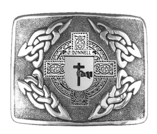 Image 1 of ODonnell Irish Badge Interlace Mens Sterling Silver Kilt Belt Buckle