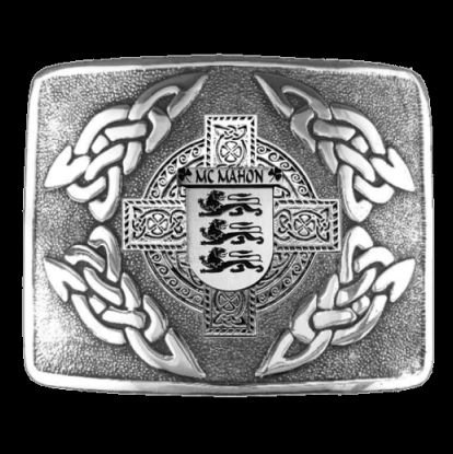 Image 0 of McMahon Irish Badge Interlace Mens Sterling Silver Kilt Belt Buckle
