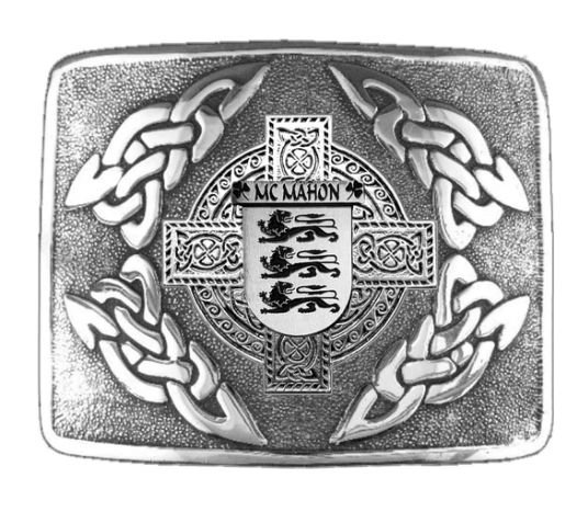 Image 1 of McMahon Irish Badge Interlace Mens Sterling Silver Kilt Belt Buckle