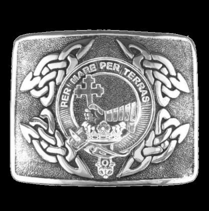 Image 0 of MacDonald Clan Badge Interlace Mens Sterling Silver Kilt Belt Buckle