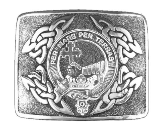 Image 1 of MacDonald Clan Badge Interlace Mens Sterling Silver Kilt Belt Buckle