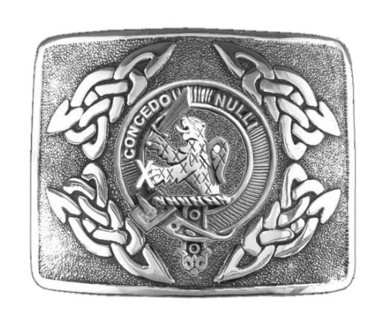 Image 1 of Little Clan Badge Interlace Mens Sterling Silver Kilt Belt Buckle