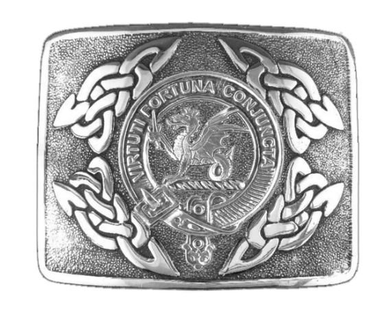 Image 1 of MacBeth Clan Badge Interlace Mens Stylish Pewter Kilt Belt Buckle