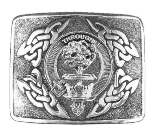Image 1 of Hamilton Clan Badge Interlace Mens Sterling Silver Kilt Belt Buckle