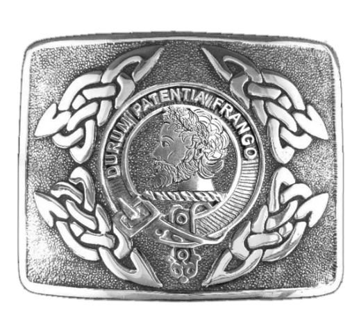 Image 1 of Muir Clan Badge Interlace Mens Sterling Silver Kilt Belt Buckle
