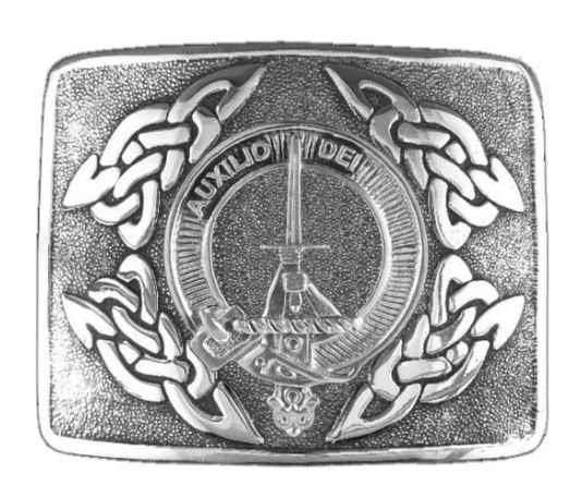 Image 1 of Muirhead Clan Badge Interlace Mens Sterling Silver Kilt Belt Buckle