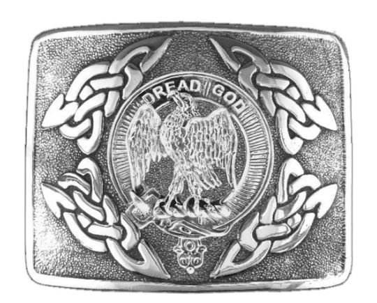 Image 1 of Munro Clan Badge Interlace Mens Stylish Pewter Kilt Belt Buckle