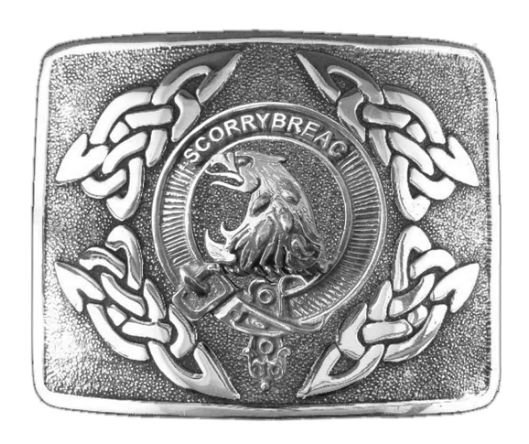 Image 1 of MacNicol Clan Badge Interlace Mens Sterling Silver Kilt Belt Buckle