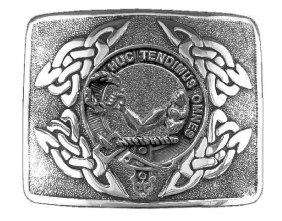 Image 1 of Paterson Clan Badge Interlace Mens Stylish Pewter Kilt Belt Buckle