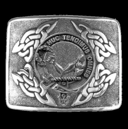 Image 0 of Paterson Clan Badge Interlace Mens Sterling Silver Kilt Belt Buckle
