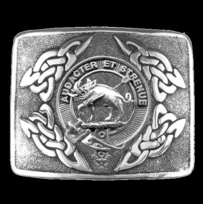 Image 0 of Pollock Clan Badge Interlace Mens Sterling Silver Kilt Belt Buckle