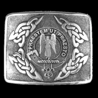 Image 0 of Preston Clan Badge Interlace Mens Sterling Silver Kilt Belt Buckle