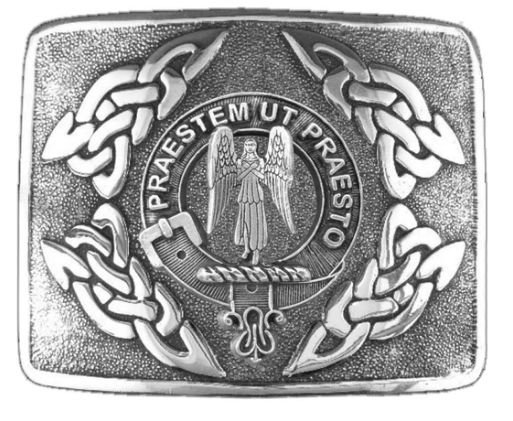 Image 1 of Preston Clan Badge Interlace Mens Sterling Silver Kilt Belt Buckle