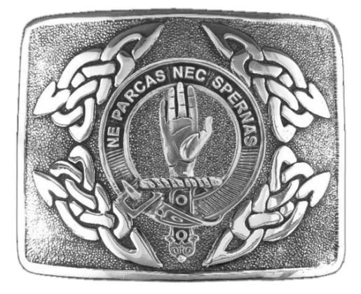 Image 1 of Lamont Clan Badge Interlace Mens Sterling Silver Kilt Belt Buckle