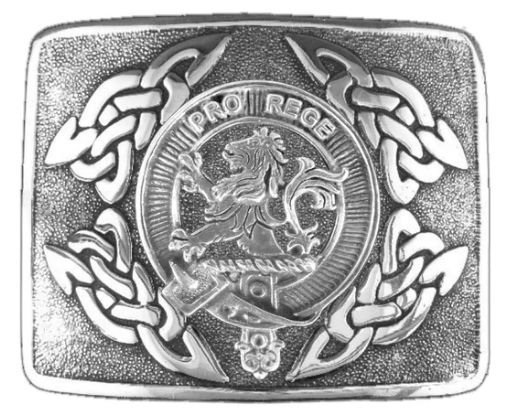 Image 1 of MacFie Clan Badge Interlace Mens Sterling Silver Kilt Belt Buckle