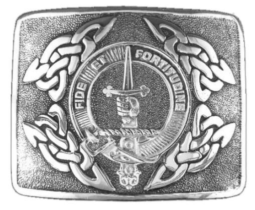 Image 1 of Shaw Clan Badge Interlace Mens Sterling Silver Kilt Belt Buckle