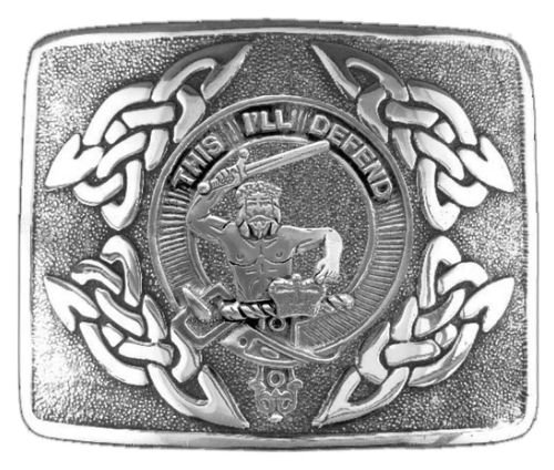 Image 1 of MacFarlane Clan Badge Interlace Mens Sterling Silver Kilt Belt Buckle