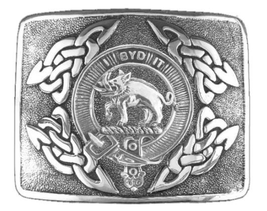 Image 1 of Nisbet Clan Badge Interlace Mens Sterling Silver Kilt Belt Buckle