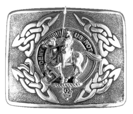 Image 1 of Thompson Clan Badge Interlace Mens Sterling Silver Kilt Belt Buckle