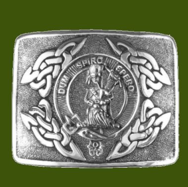 Image 0 of MacLennan Clan Badge Interlace Mens Stylish Pewter Kilt Belt Buckle