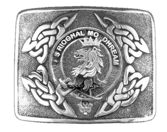 Image 1 of MacGregor Clan Badge Interlace Mens Sterling Silver Kilt Belt Buckle