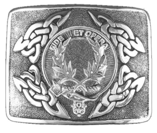 Image 1 of MacArthur Clan Badge Interlace Mens Sterling Silver Kilt Belt Buckle