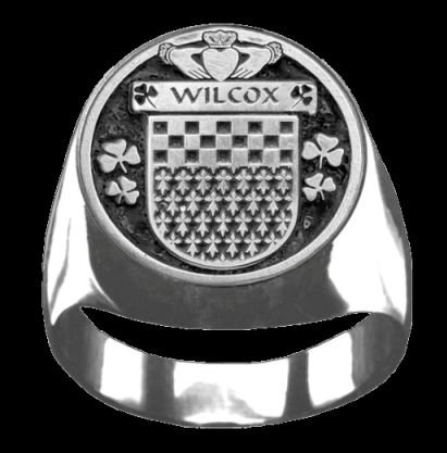 Image 0 of Wilcox Irish Coat Of Arms Family Crest Mens Sterling Silver Ring