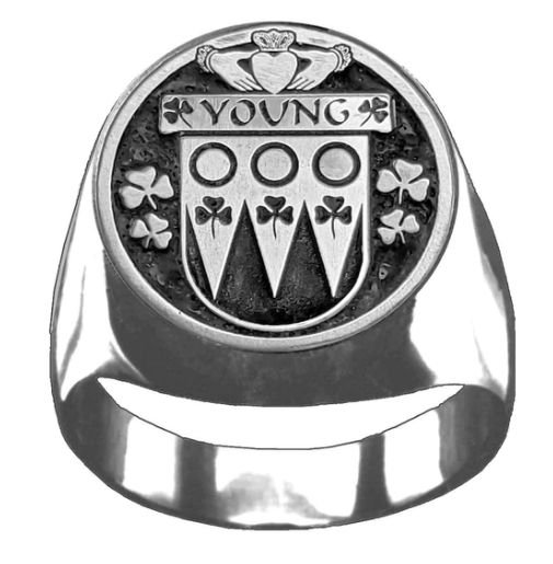 Image 1 of Young Irish Coat Of Arms Family Crest Mens Sterling Silver Ring