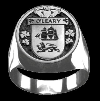 Image 0 of OLeary Irish Coat Of Arms Family Crest Mens Sterling Silver Ring