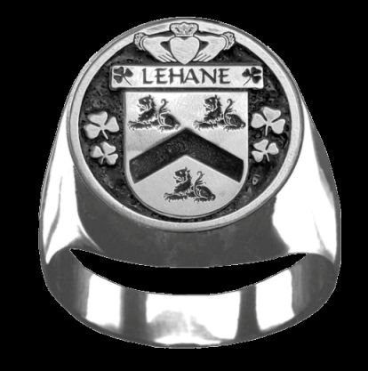 Image 0 of Lehane Irish Coat Of Arms Family Crest Mens Sterling Silver Ring