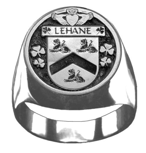 Image 1 of Lehane Irish Coat Of Arms Family Crest Mens Sterling Silver Ring