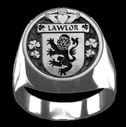 Image 0 of Lawlor Irish Coat Of Arms Family Crest Mens Sterling Silver Ring