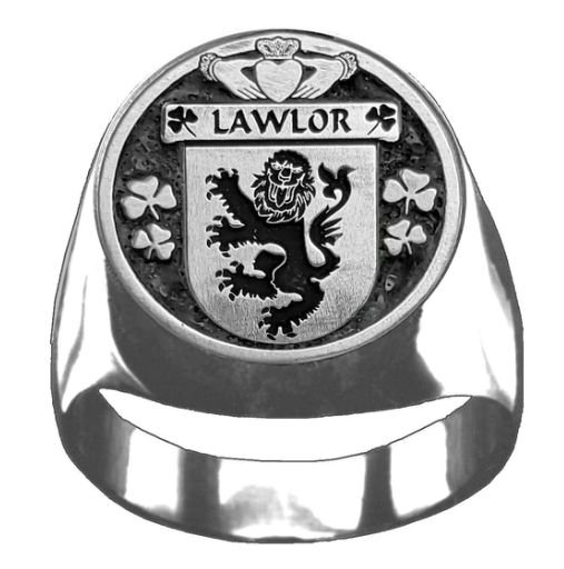 Image 1 of Lawlor Irish Coat Of Arms Family Crest Mens Sterling Silver Ring