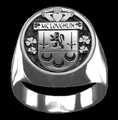 Image 0 of McLoughlin Irish Coat Of Arms Family Crest Mens Sterling Silver Ring