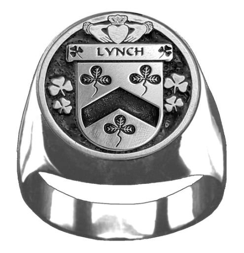 Image 1 of Lynch Irish Coat Of Arms Family Crest Mens Sterling Silver Ring
