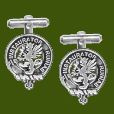 Image 0 of Forsyth Clan Badge Stylish Pewter Clan Crest Cufflinks