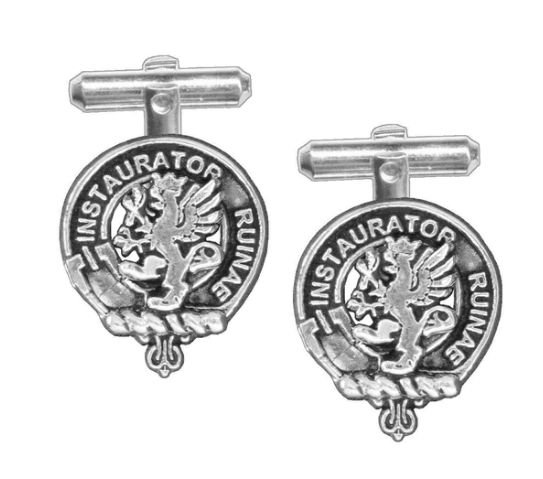 Image 1 of Forsyth Clan Badge Stylish Pewter Clan Crest Cufflinks